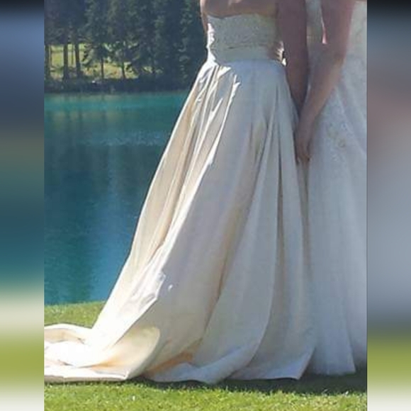 Strapless Beaded Champagne Wedding Gown - Picture 3 of 11